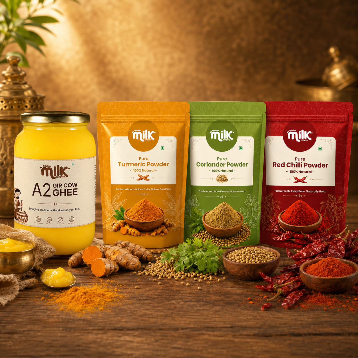A2 Gir Cow Ghee 1 LTR & Masala Combo Pack